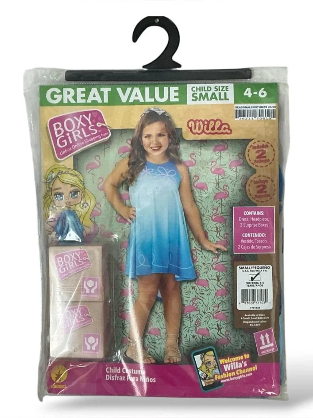 Rubies Boxy Girls Willa Costume Holloween Dress Up 4 PC Set Blue Girls Small 4-6